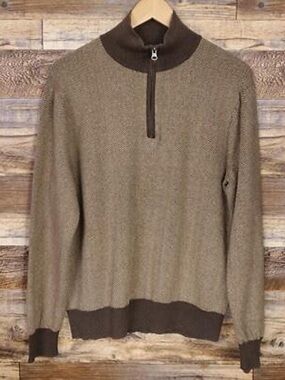 J. Crew Men's Two-Tone Brown Half-Zip Sweater